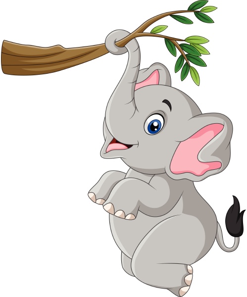 Cartoon funny elephant playing on a tree branch - Royalty free photo  #27977640 | PantherMedia Stock Agency