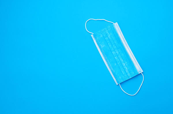 blue sterile medical mask with white