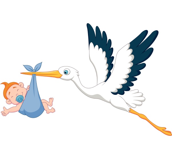 Cartoon stork carrying baby - Royalty free photo #24869988 | PantherMedia  Stock Agency