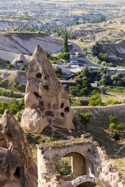high angle view of uchisar castle