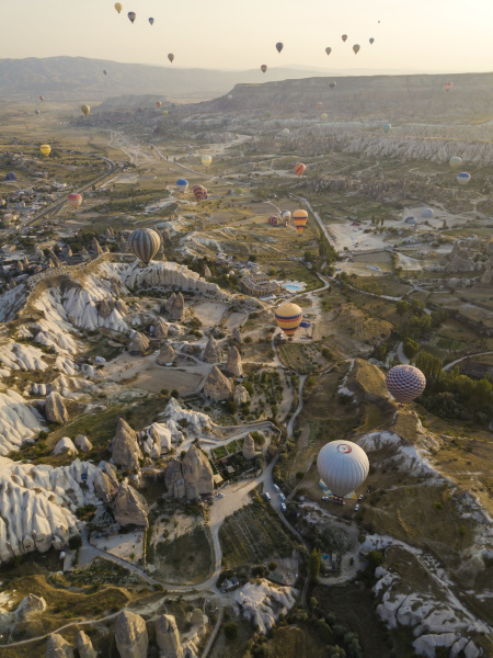 aerial view of colorful hot air