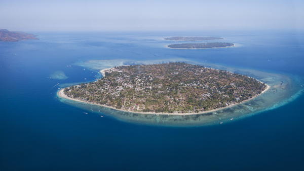 aerial view of gili islands against