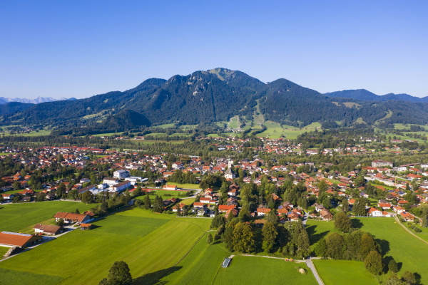 aerial view of lenggries with brauneck
