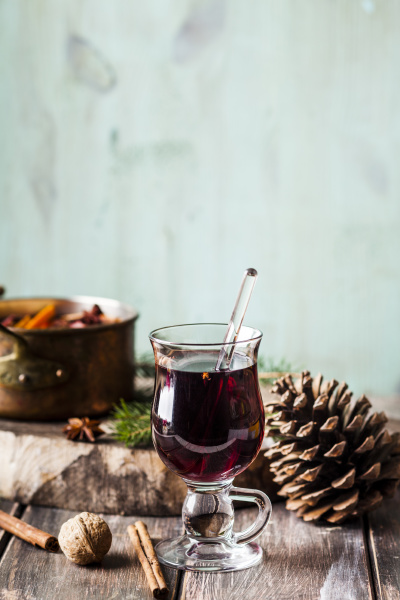 close up of mulled wine in
