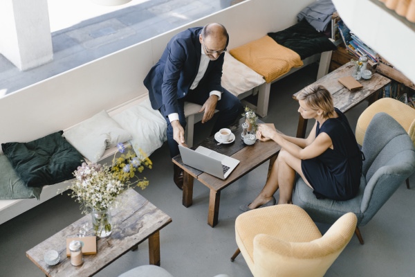 businessman and woman having a meeting