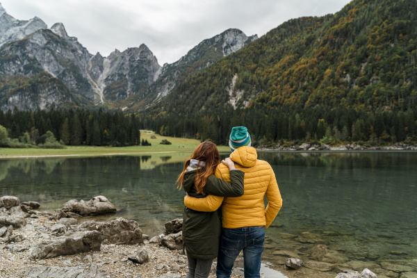 rear view of couple at laghi