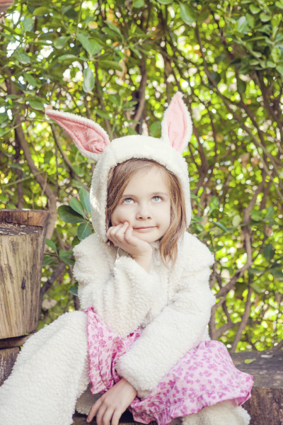 portrait of little girl wearing easter