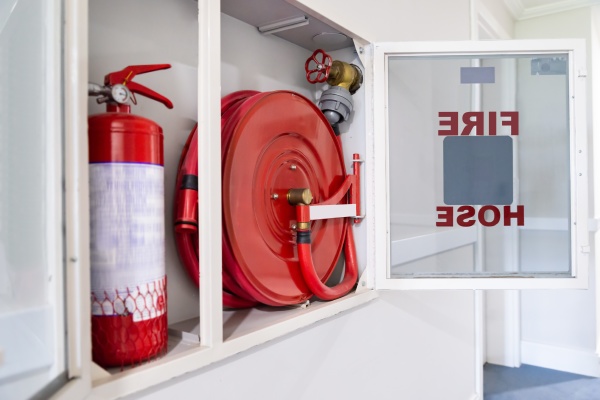 fire hose reel and fire extinguisher