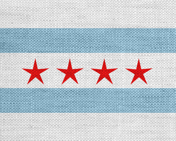 flag of chicago on old linen