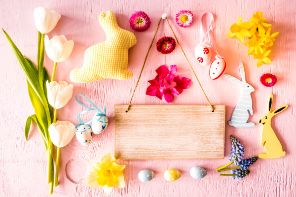 easter flat lay sign