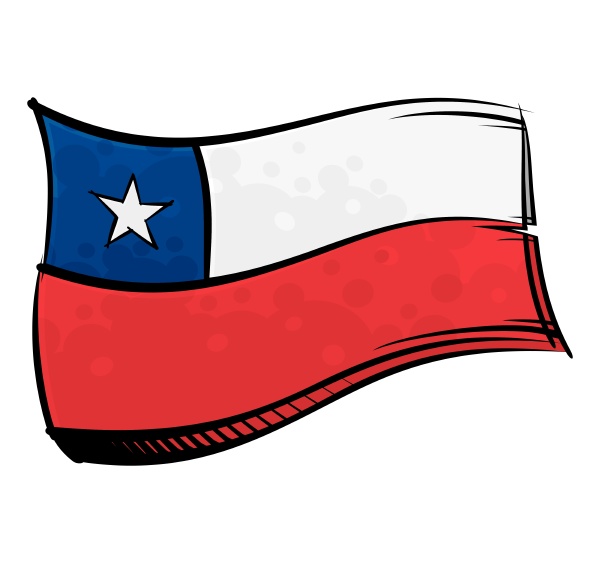 painted chile flag waving in wind