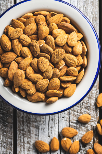 dried almond nuts in bowl