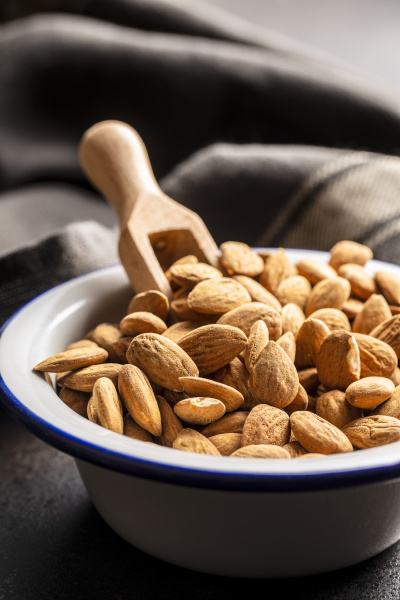 dried almond nuts in bowl