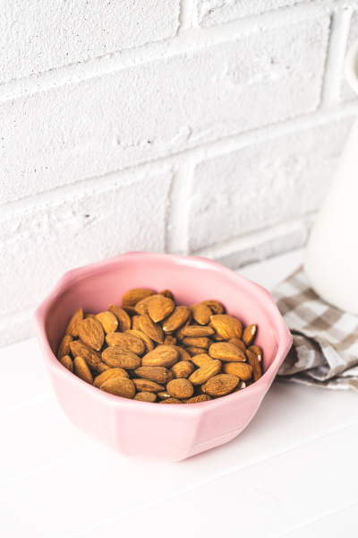 dried almonds nuts in bowl