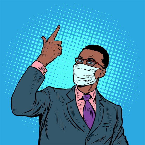african businessman in a medical mask