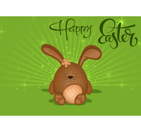 happy easter greeting card with brown