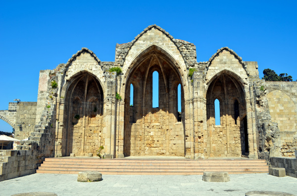 ruin of ancient capella in rhodes