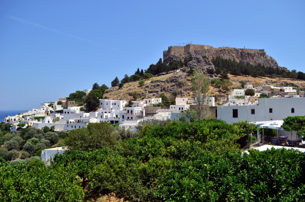 lindos old castle and town