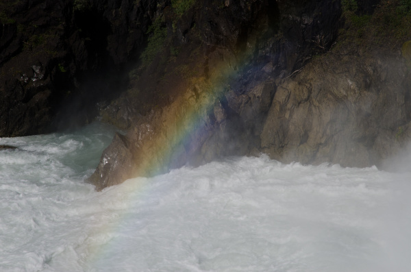 rainbow over the salto grande waterfall