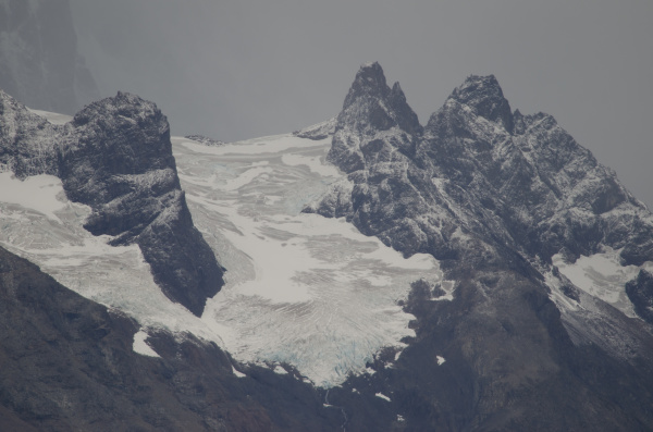 cliffs and glacier in torres del