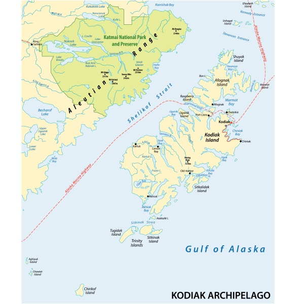 vector map of the Kodiak Archipelago belonging to the - Royalty free ...