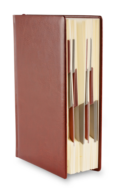 leather diary standing upright