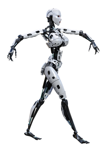 3d, rendering, female, robot, on, white - 28277799