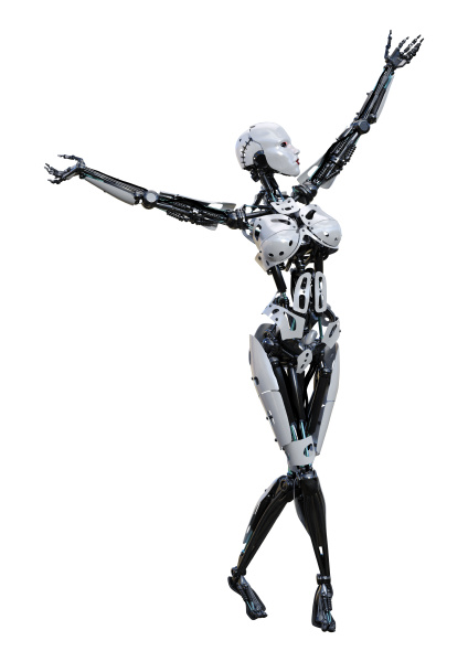 3d, rendering, female, robot, on, white - 28277803