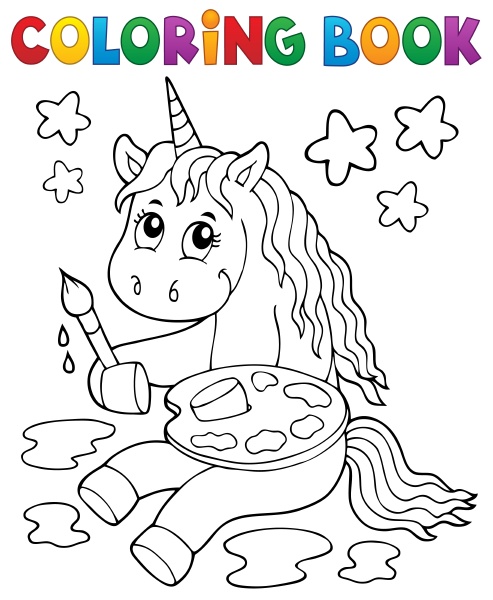coloring, book, painting, unicorn, theme, 1 - 28277522