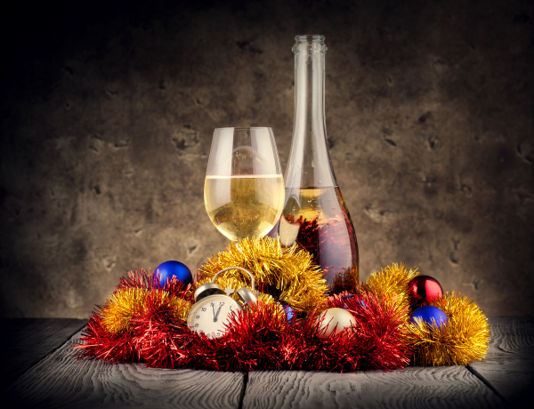 christmas, still, life, with, champagne, and - 28279807