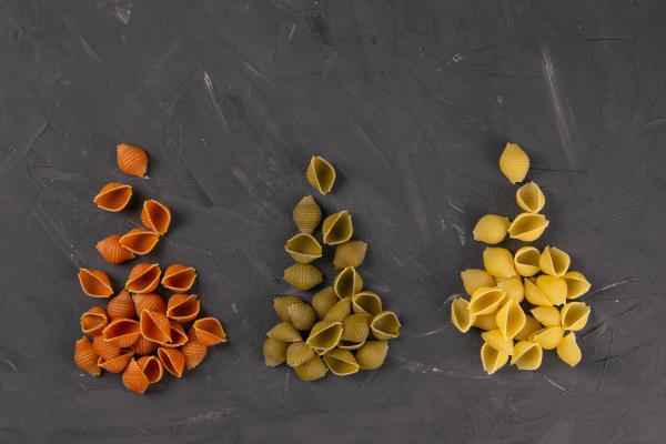 top view of dry conchiglie pasta