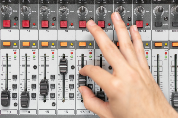close up of a mixing console