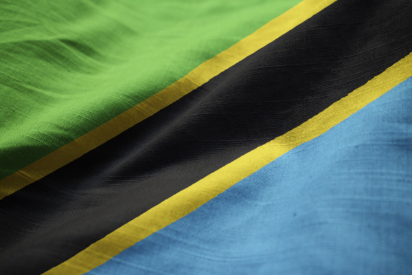 closeup of ruffled tanzania flag