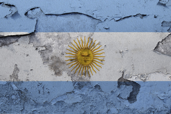 argentina flag painted on the cracked
