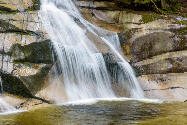 closeup of mumlava waterfall in czech