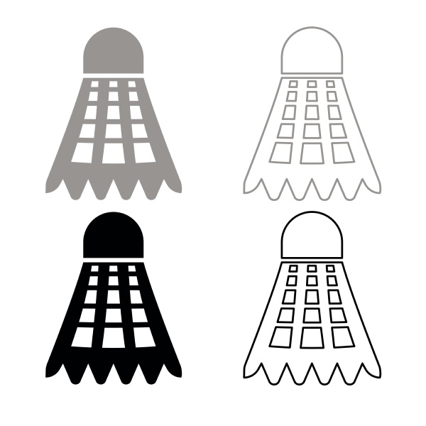 shuttlecock icon outline set grey black