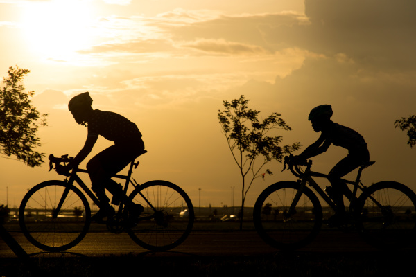 silhouette bike on sunset