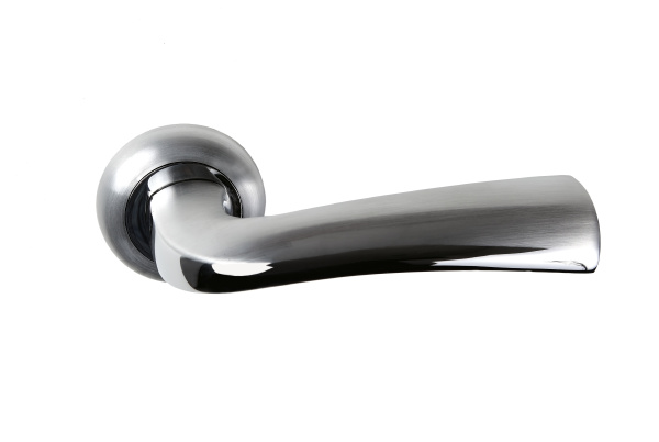 modern silver door handles on a