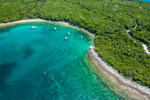 aerial view of the turquoise waters