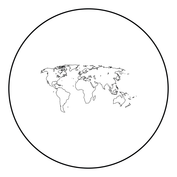 world map black icon in circle