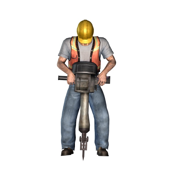 laborer works with jackhammer