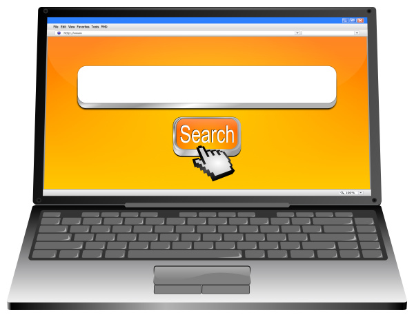 laptop with orange internet web search