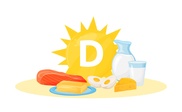 vitamin d food sources cartoon vector