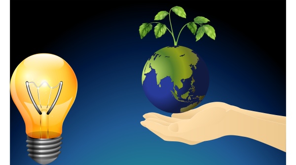 hands carrying earth and tree with