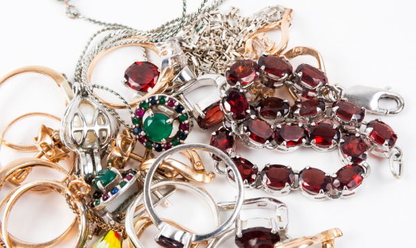 various jewelry on the white background