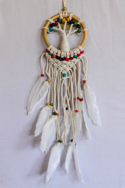 white dreamcatcher indian amulet