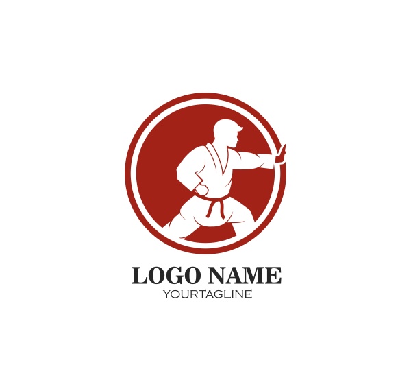 karate taekwondo kick logo vector illustration