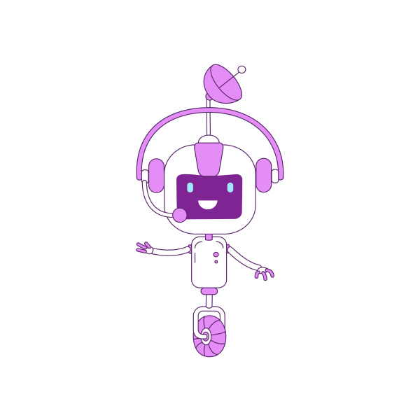cute modern robot with operator headset