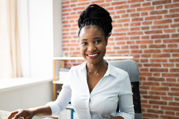 young african american woman in office