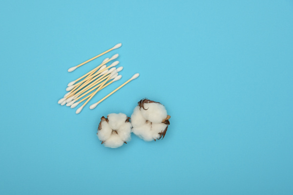 ear bud sticks and cotton flowers